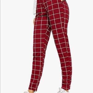 Maroon windowpane pants